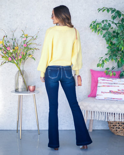 Natalie Collared V-Neck Sweater - Lemon