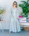 Katherine Button Down Ditsy Floral Maxi Dress - Mint