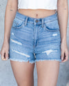 Melissa High Rise Distressed Shorts - Light Wash