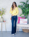 Natalie Collared V-Neck Sweater - Lemon