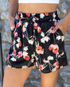 Melody Floral Shorts - Black