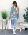 Emma Banded Floral Top - Teal