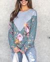 Emma Banded Floral Top - Teal