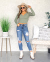 Annabelle Fitted Ribbed Cropped Top - Sage