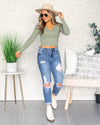 Annabelle Fitted Ribbed Cropped Top - Sage