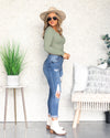 Annabelle Fitted Ribbed Cropped Top - Sage