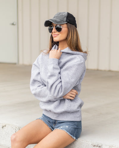 Lilly Pocketed Drawstring Hoodie - Heather Grey