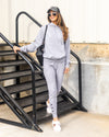 Lilly Pocketed Drawstring Hoodie - Heather Grey