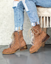Hadley Lace Up Faux Fur Boots - Taupe