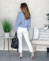 Natalie Collared V-Neck Sweater - Baby Blue
