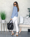 Natalie Collared V-Neck Sweater - Baby Blue