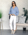 Natalie Collared V-Neck Sweater - Baby Blue