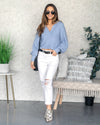 Natalie Collared V-Neck Sweater - Baby Blue