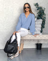 Natalie Collared V-Neck Sweater - Baby Blue