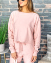 Penni Ribbed Raw Hem Top - Blush Pink