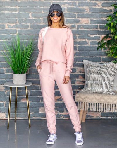 Penni Ribbed Raw Hem Top - Blush Pink