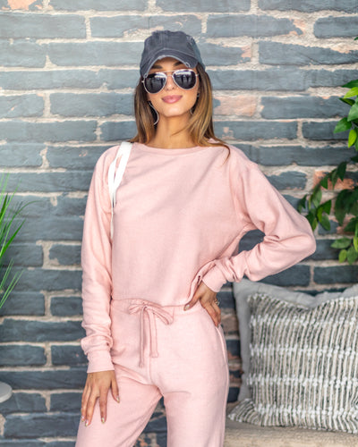 Penni Ribbed Raw Hem Top - Blush Pink