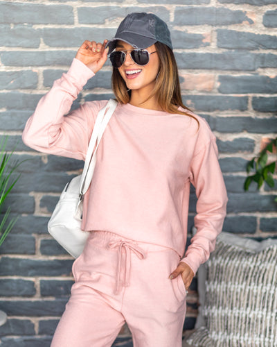 Penni Ribbed Raw Hem Top - Blush Pink