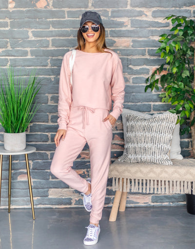 Penni Ribbed Raw Hem Top - Blush Pink