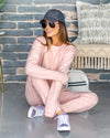 Penni Ribbed Raw Hem Top - Blush Pink