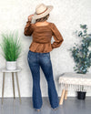 Isabel Satin Peplum Blouse - Copper