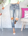 Rachel High Rise Paint Splatter Distressed Boyfriend Jeans - Light Wash