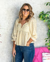 Mary Ditsy Floral Peplum Blouse - Off White