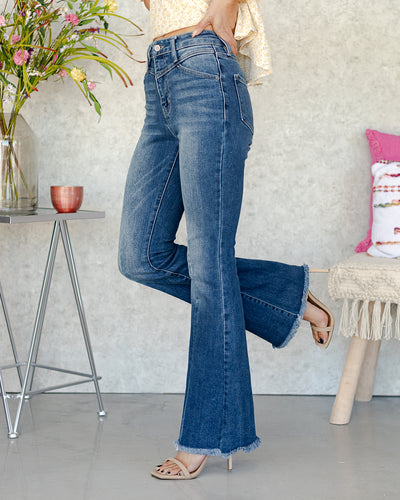 Vanessa High Rise Front Seam Flares - Medium Wash