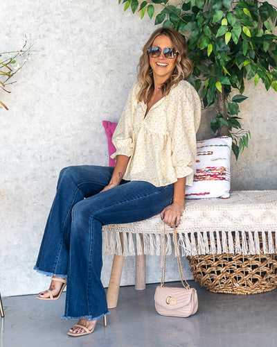 Mary Ditsy Floral Peplum Blouse - Off White