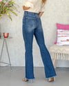 Vanessa High Rise Front Seam Flares - Medium Wash