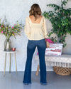Mary Ditsy Floral Peplum Blouse - Off White