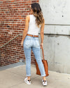 Mabry Ribbed V-Neck Bodysuit - White