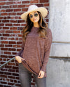 Brianne Brushed Knit Button Top - Mauve