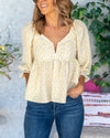 Mary Ditsy Floral Peplum Blouse - Off White