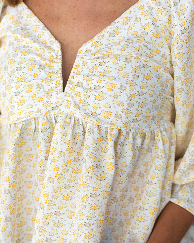 Mary Ditsy Floral Peplum Blouse - Off White